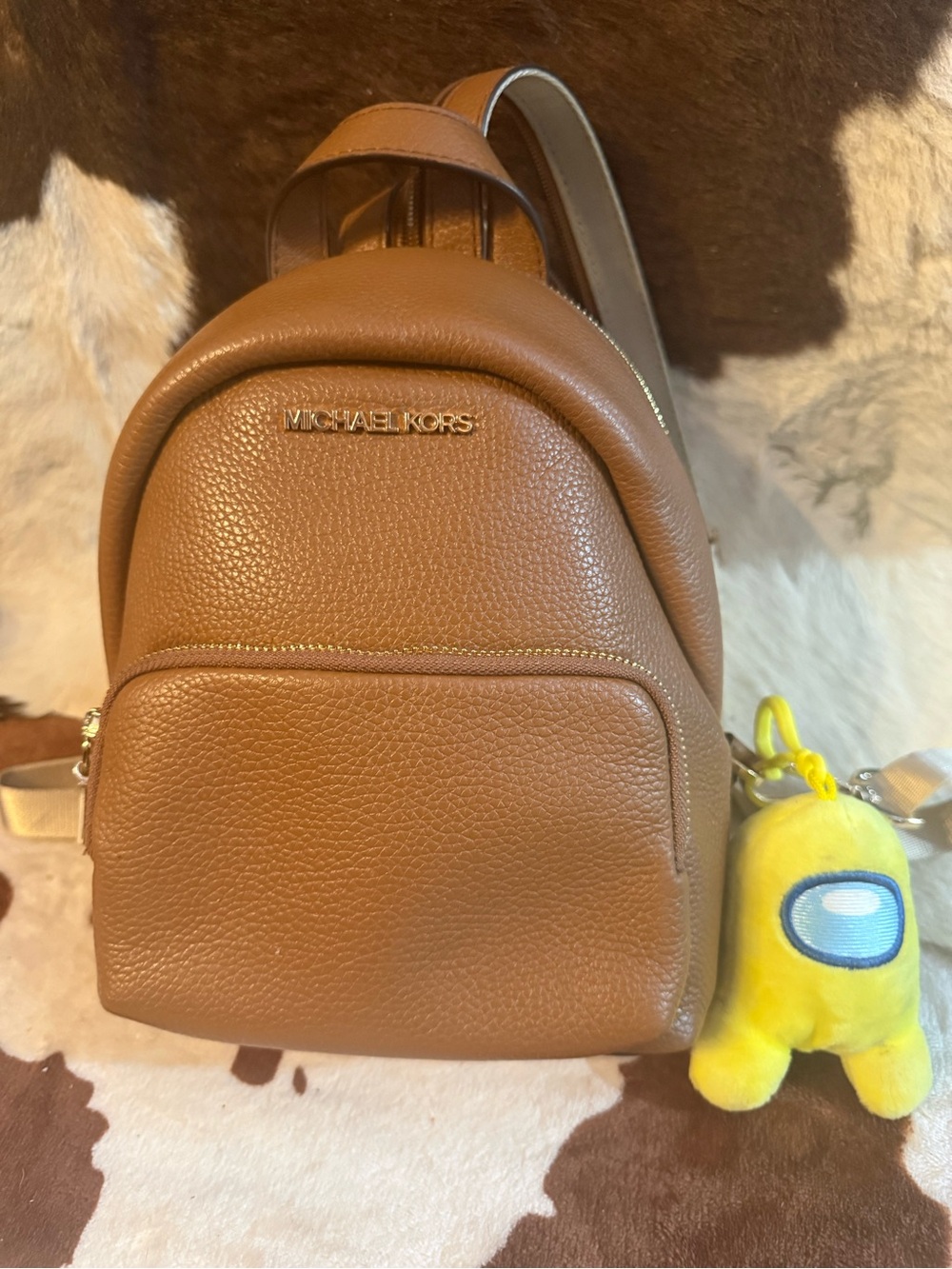 Michael Kors Brown Pebbled Leather Mini Backpack with Gold Hardware - Picture 1 of 7